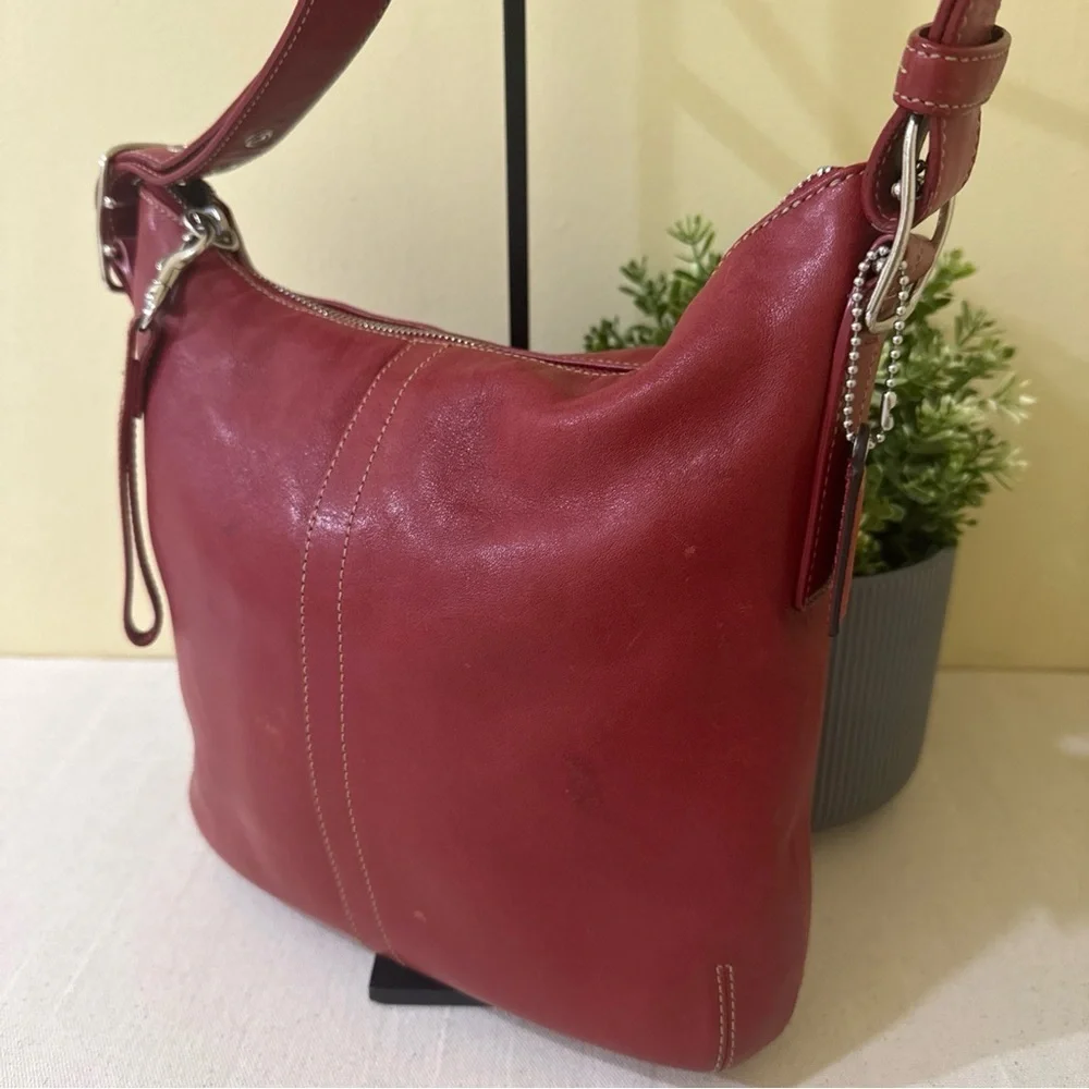 COACH SohoVintage Rusty Red Leather Hobo Crossbody classic Coach bucket Handbag
